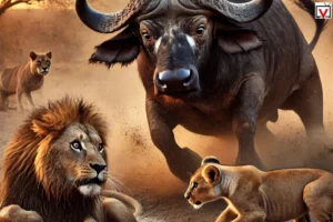 Buffalo attacks Lion