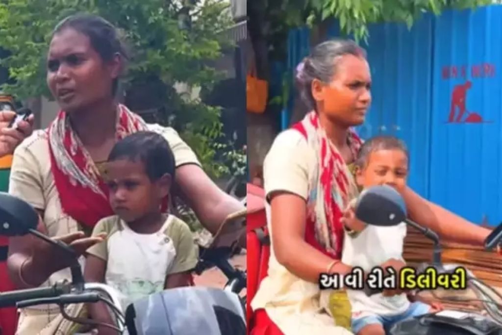 Woman Delivers Food With Child: छोटे बच्चे के साथ बाइक पर फूड डिलीवर करती दिखी मां